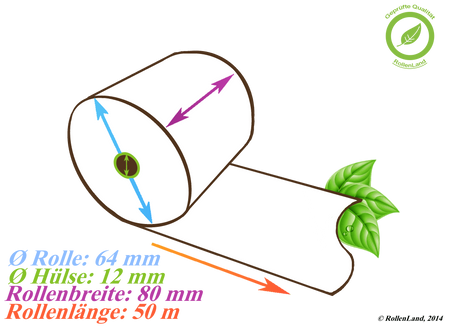 50 thermische rollen 80x64x12, 50 m, zonder bisfenol-A (BPA)