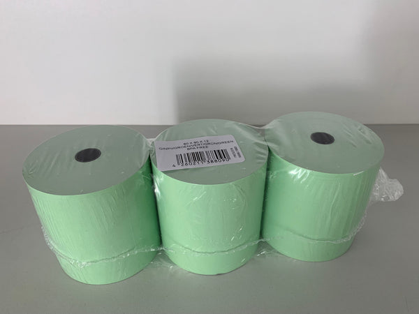 30 Gekleurde thermische rollen 80x80x12, 78 m, 55 g, zonder bisfenol-A (BPA), groen