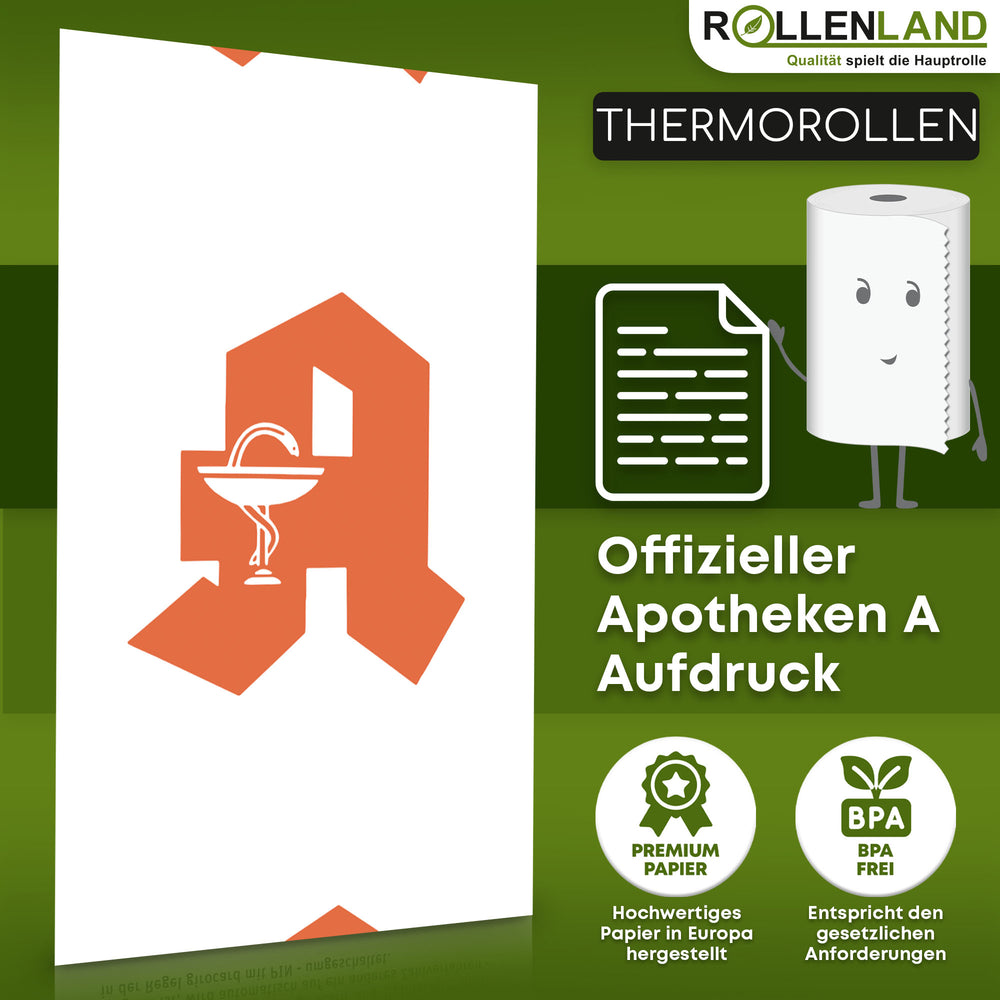 40 thermische rollen 80x80x12, 80 m, zonder bisfenol-A (BPA), met rode apotheek "A".