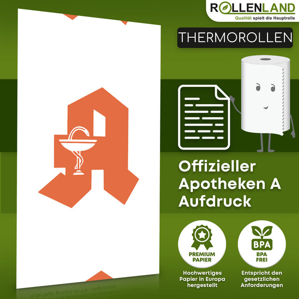40 thermische rollen 80x80x12, 80 m, zonder bisfenol-A (BPA), met rode apotheek "A".