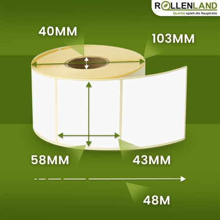 Thermische etiketten blanco 58x43x40, 24 rollen