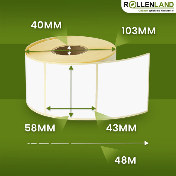 Thermische etiketten blanco 58x43x40, 24 rollen
