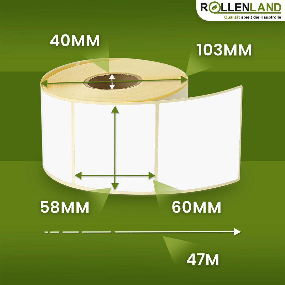 Thermische etiketten blanco 58x60x40, 47 m lengte, 24 rollen