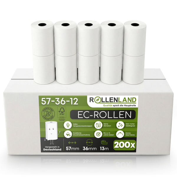 200 EC rollen 57x36x12, 13 m, zonder Bisfenol-A (BPA), zonder debetopdruk.