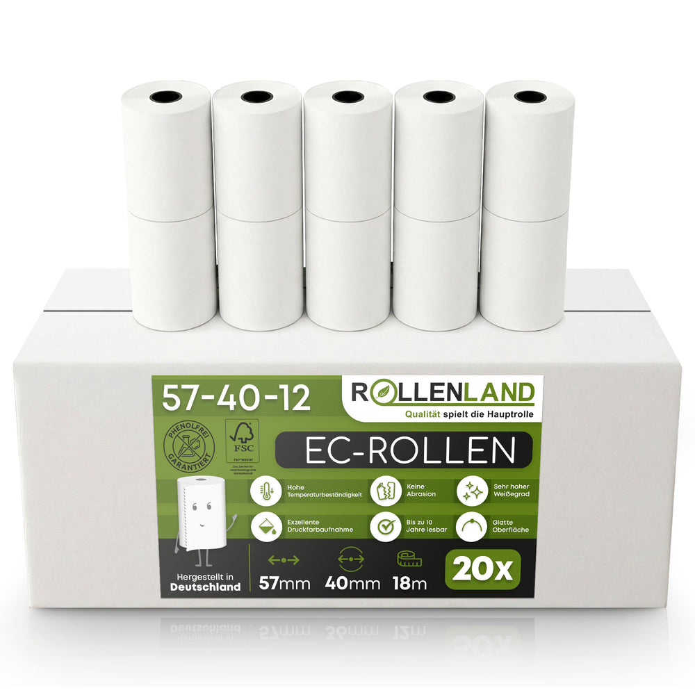 20 EG-rollen 57x40x12, 18 m, zonder Bisfenol-A (BPA), met SEPA-domiciliëringsopdruk.
