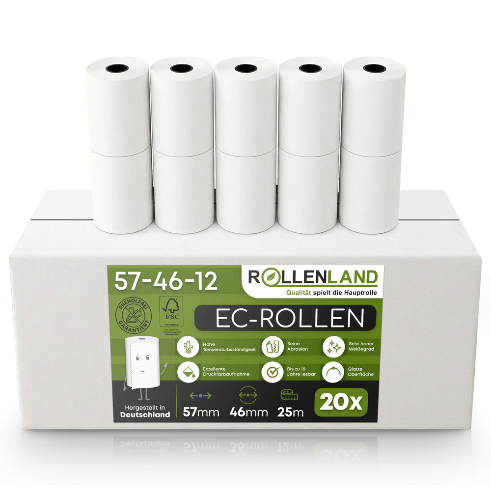 20 EG-rollen 57x46x12, 25 m, zonder BPA, met SEPA-domiciliëringsopdruk