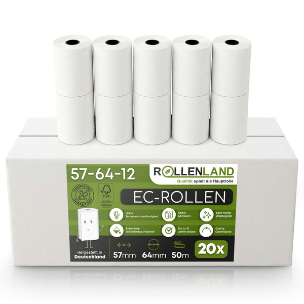 20 EG-rollen 57x64x12, 50 m, met SEPA opdruk voor automatische incasso, zonder bisfenol-A (BPA)