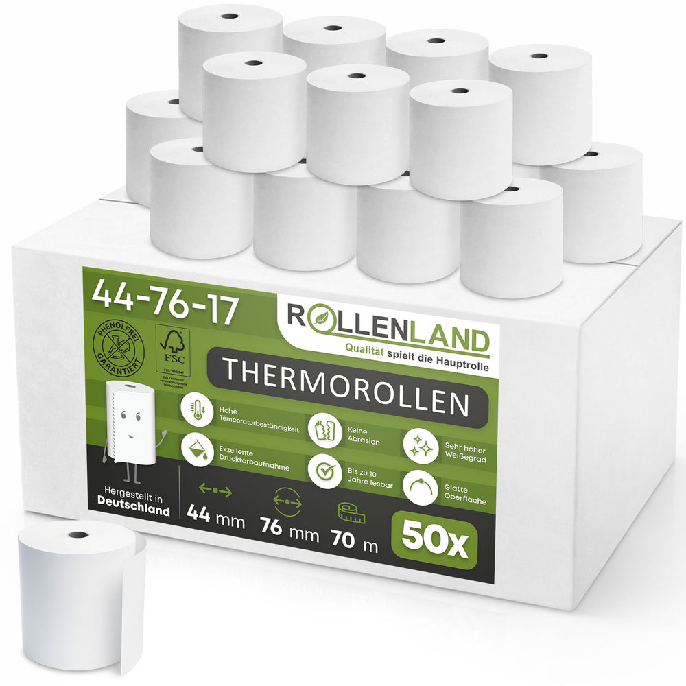 50 thermische rollen 44x76x17, 70 m, zonder bisfenol-A (BPA)