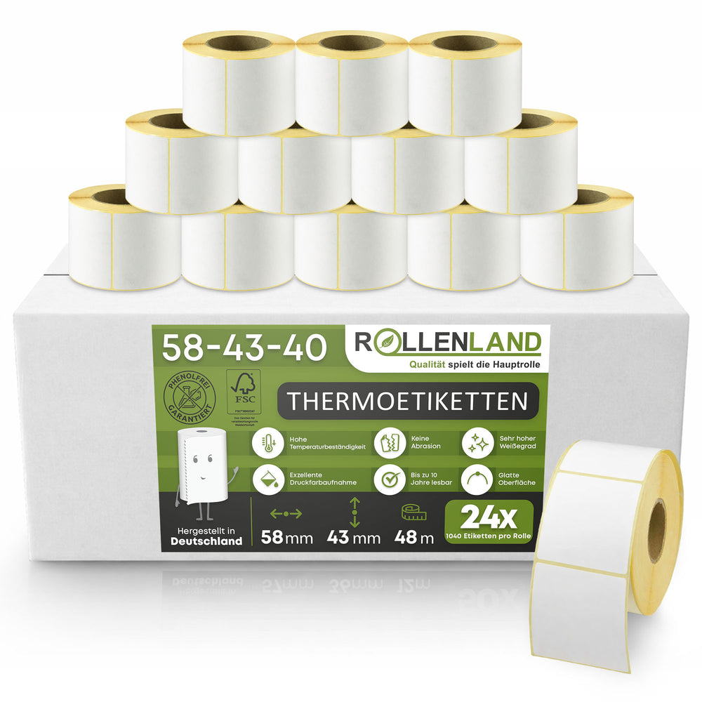 Thermische etiketten blanco 58x43x40, 24 rollen
