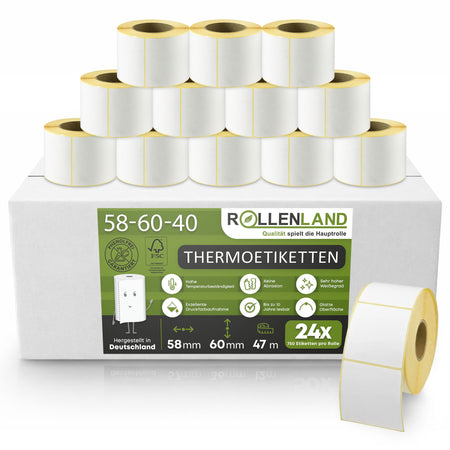 Thermische etiketten blanco 58x60x40, 47 m lengte, 24 rollen