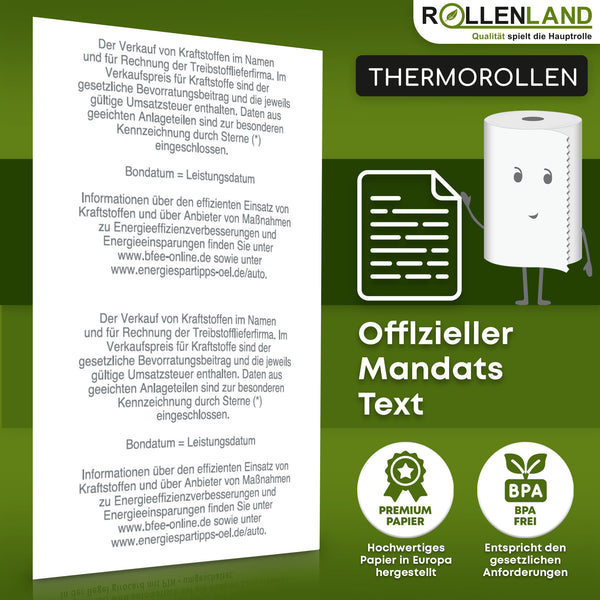 40 thermische rollen 80x80x12, 80 m met opdruk tankstation, zonder bisfenol-A (BPA)