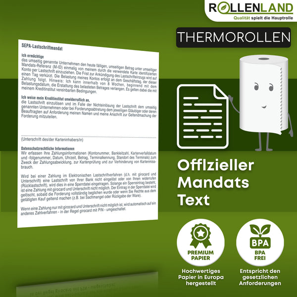 40 thermische rollen 80x80x12, 80 m met SEPA-domiciliëringsopdruk, zonder bisfenol-A (BPA)