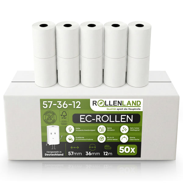 50 EG-rollen 57x36x12, 12 m zonder BPA, met SEPA-domiciliëringsopdruk